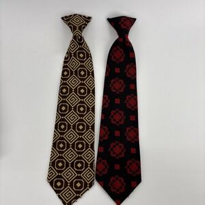 2 Snapper Neckties Tie Vintage 60s 70s Mens Wide Striped Disco Groovy Clip On